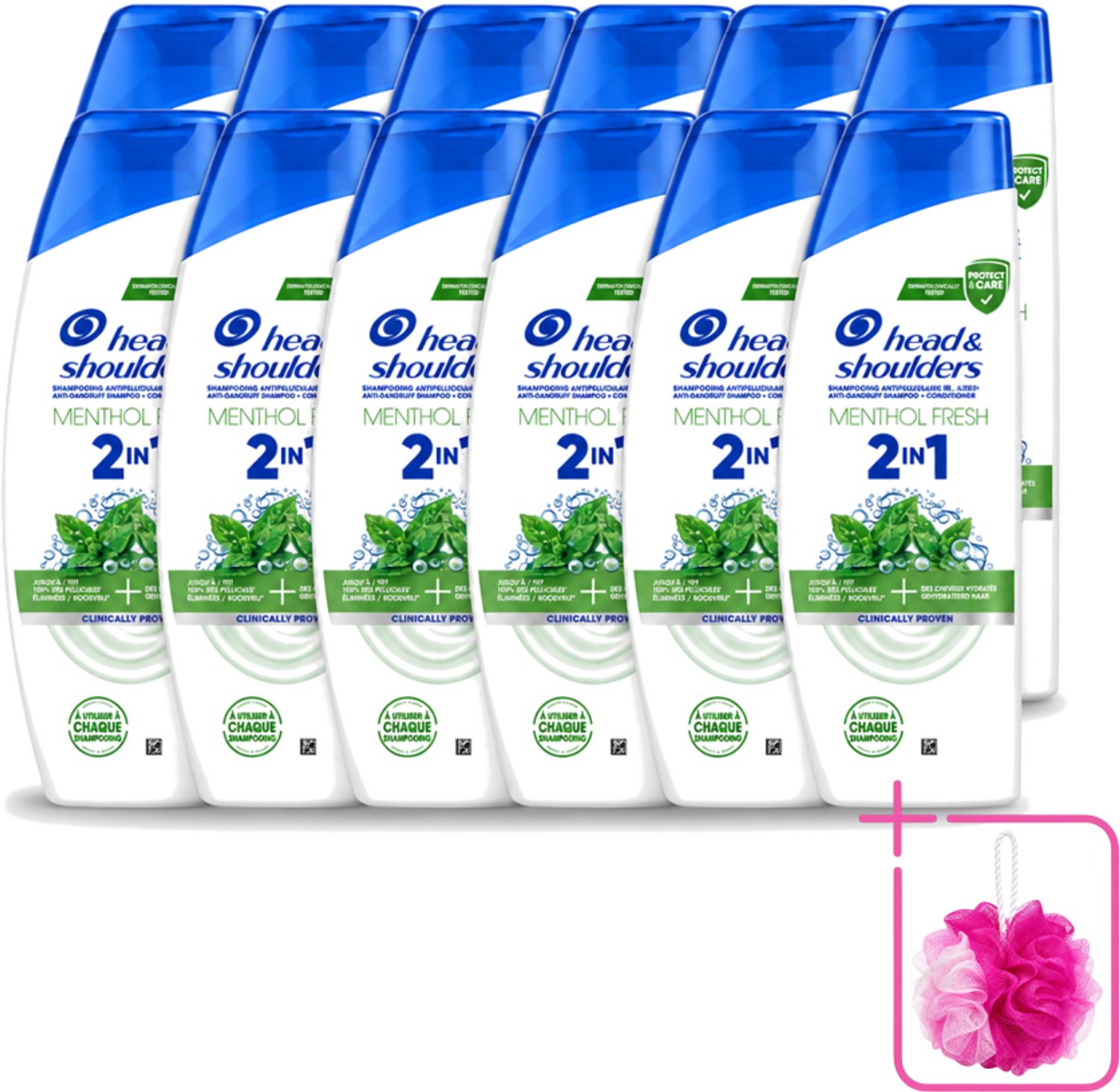 12 x Head & Shoulders – 2-in-1 – Menthol Fresh – 300 ml - Bulkverpakking - Anti-roos shampoo - Douchemop - 2-in-1 shampoo