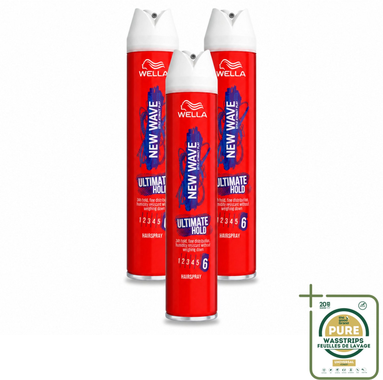 3 x Wella – New Wave Ultimate Hold – Haarspray – 400 ml - Wasstrips - Haarspray - Haartype - UV Bescherming - Fixatie - Haar Fixatie