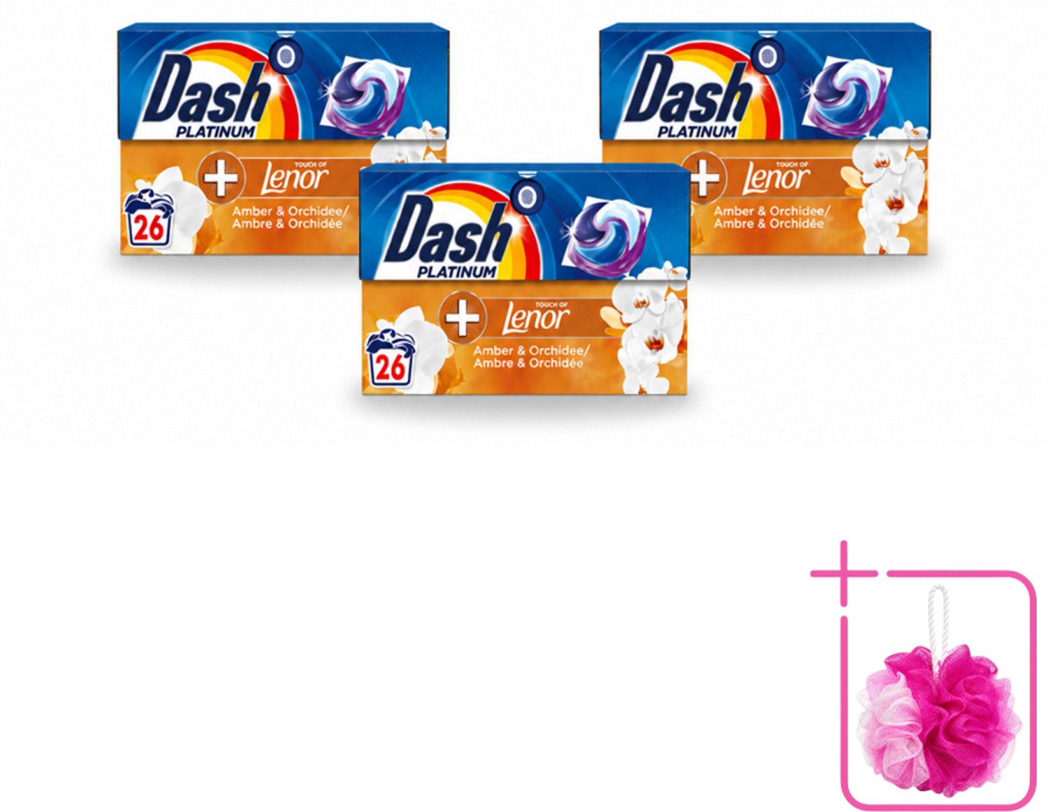 3 x Dash – Wasmiddelcapsules – 4in1 Pods Amber & Orchidee – 26 capsules - Bulkverpakking - Wasmiddel - Douchemop - Waspod