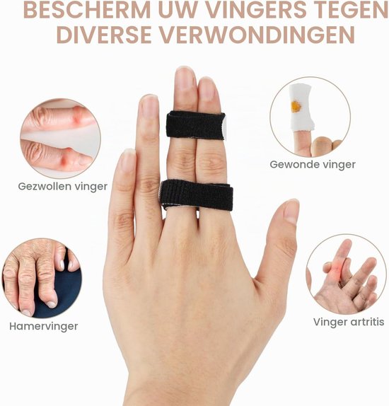 10 Stuks Vinger- en Teenverbanden, Buddy Tape voor Vingers, Bescherming en Ondersteuning voor Blessures en Verstuikingen — afbeelding 2