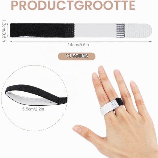 10 Stuks Vinger- en Teenverbanden, Buddy Tape voor Vingers, Bescherming en Ondersteuning voor Blessures en Verstuikingen — afbeelding 5