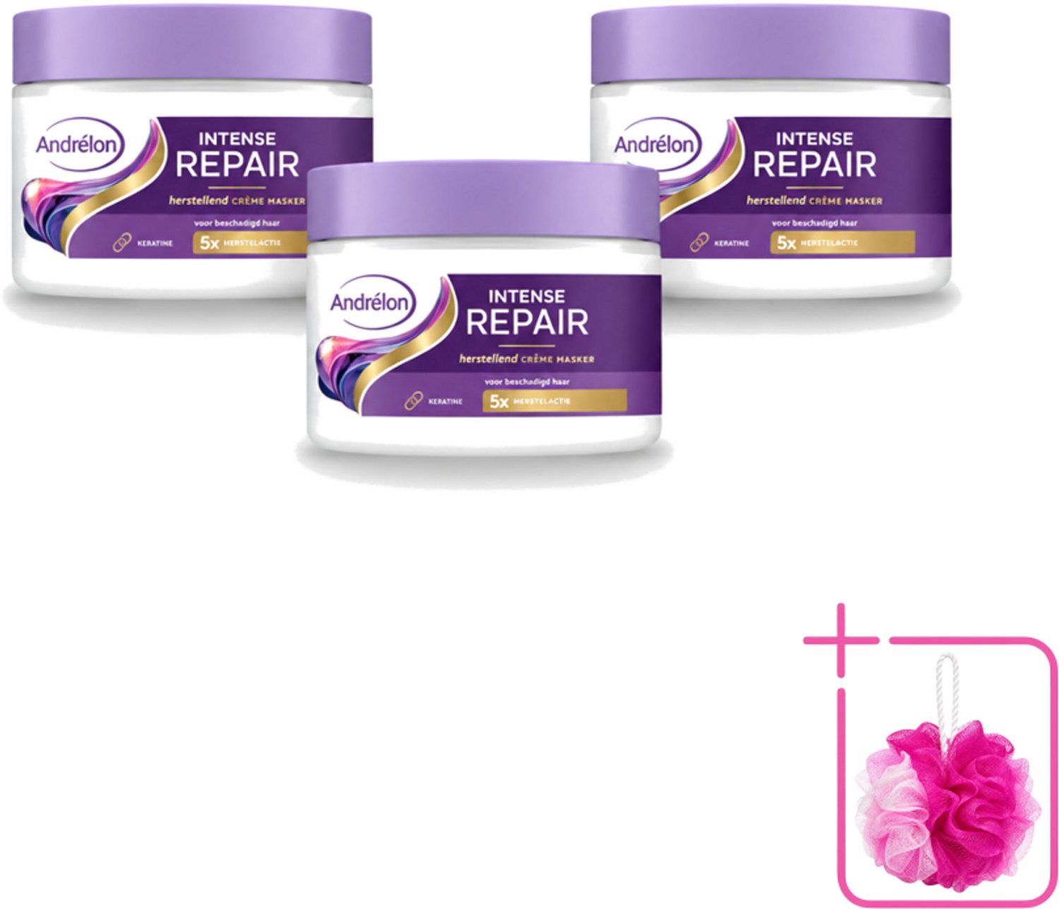 3 x Andrélon – Crème Haarmasker – Intense Repair – 300 ml - Bulkverpakking - Haarkracht - Douchemop - Haarherstel
