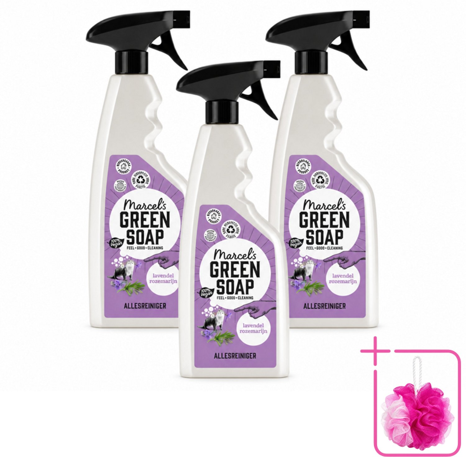 3 x Marcel’s Green Soap – Allesreiniger Spray – Lavendel & Rozemarijn – 500 ml - Bulkverpakking - Allesreiniger spray - Douchemop - Natuurlijke reiniger