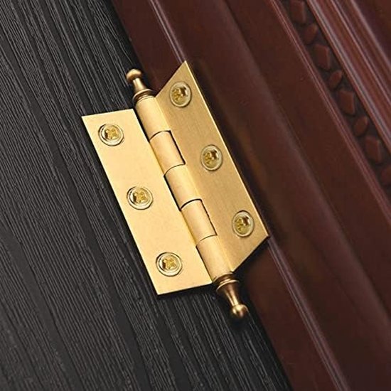 5 stuks geborsteld messing decoratieve kast kastdeur butt scharnieren goud (maat: 75 mm) — afbeelding 3