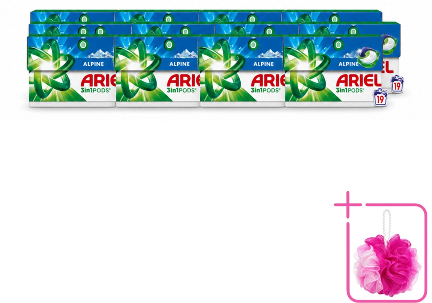 12 x Ariel - 3in1 Wasmiddel Pods - Alpine - 19 Pods - Bulkverpakking - Wasmiddel pod - Douchemop - Reiniging