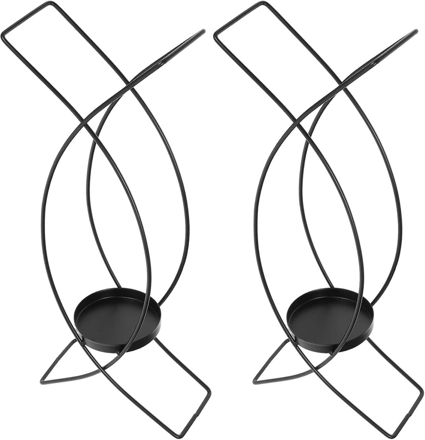 1 Set Zwart Ijzeren Wandkandelaar Minimalistische Metalen Kaarsenhouder voor Woonkamer Slaapkamer Open Haard Romantische Sfeerverlichting Decoratieve Kaarsenstandaard 2 Stuks