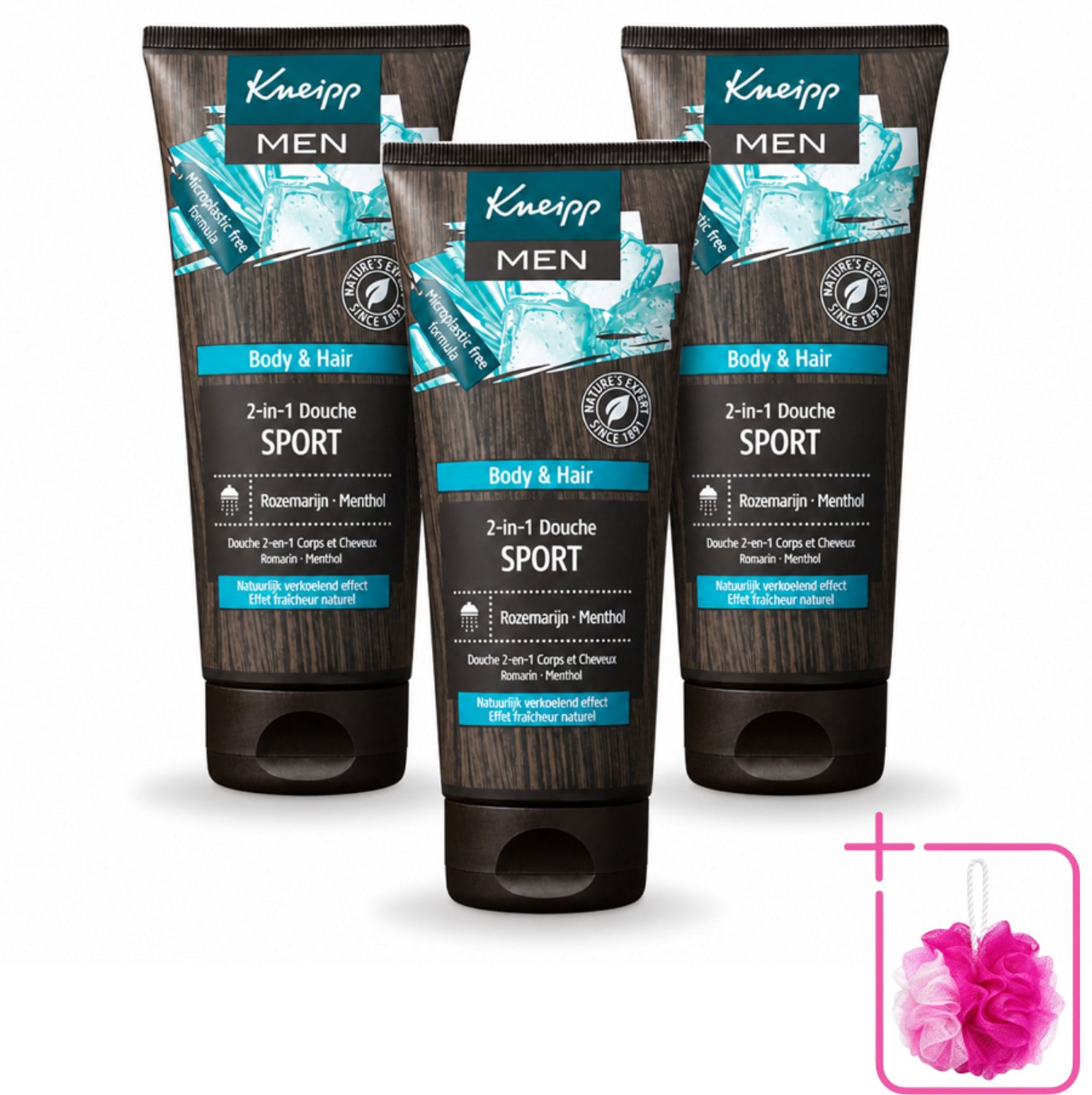 3 x Kneipp - Sport Douche 2‑in‑1 - Men - 200 ml - Bulkverpakking - Sportdouche - Douchemop - Herstel na sporten