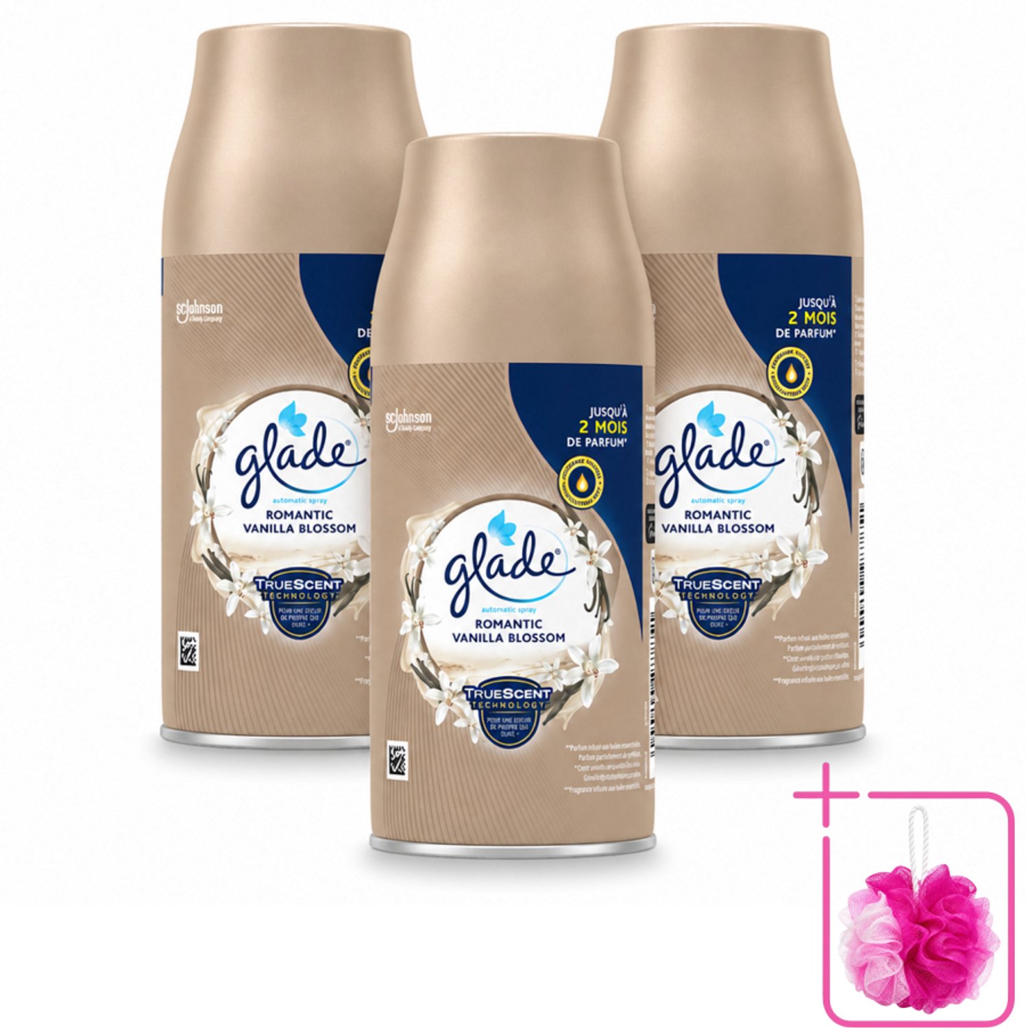 3 x Glade - Romantic Vanillebloesem Navulling - 269 ml - Bulkverpakking - Romantische geur - Douchemop - Vanille