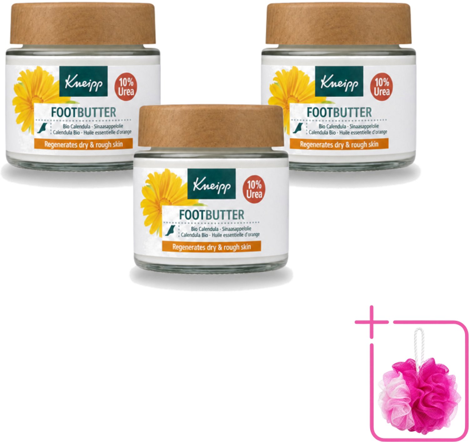 3 x Kneipp - Voetbutter - Calendula - Met citrusgeur - 100 ml - Bulkverpakking - Voetverzorging - Douchemop - Voeten droog