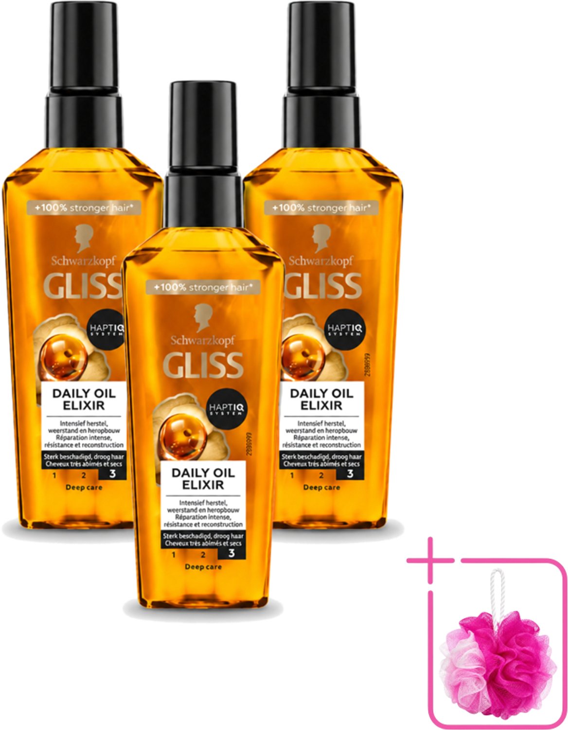 3 x Gliss - Hair Repair - Oil Elixer - Ultiem Haarherstel en Glans - Bulkverpakking - Haarherstel - Douchemop - Haarbescherming