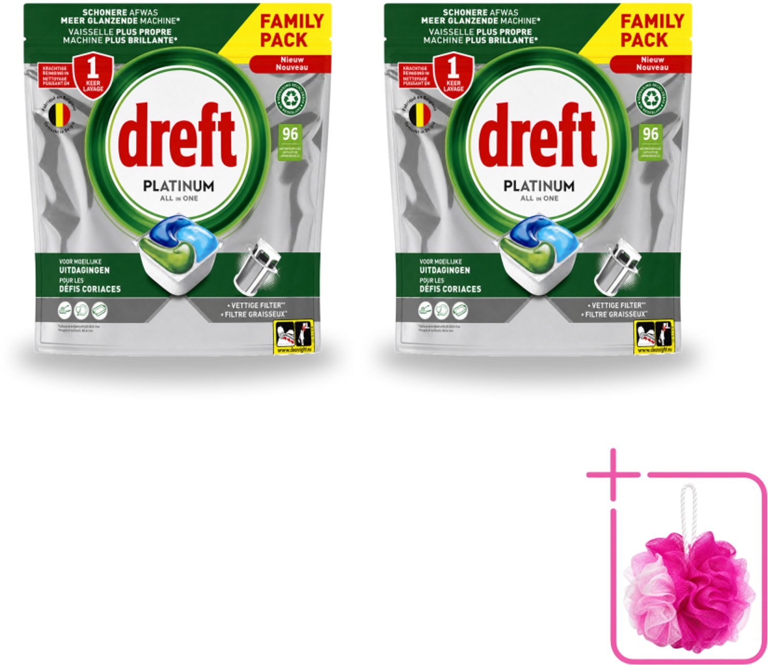 2 x Dreft - Vaatwastabletten - Platinum All-in-One Origineel - Grootverpakking - 96 Tabletten - Bulkverpakking - Vaatwasser - Vaatwasser tablet