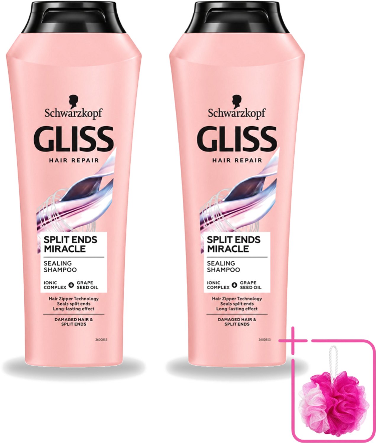 2 x Gliss - Shampoo - Split Hair Miracle - Voor Beschadigd Haar - 250 ml - Bulkverpakking - Gespleten haarpunten - Douchemop - Haarherstel
