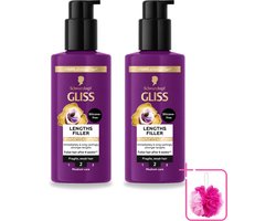 2 x Gliss - Haarserum - Lengths Filler - Siliconenvrij met Cafeïne - Voor Sterker Haar - 100 ml - Bulkverpakking - Haarserum - Douchemop - Cafeïne