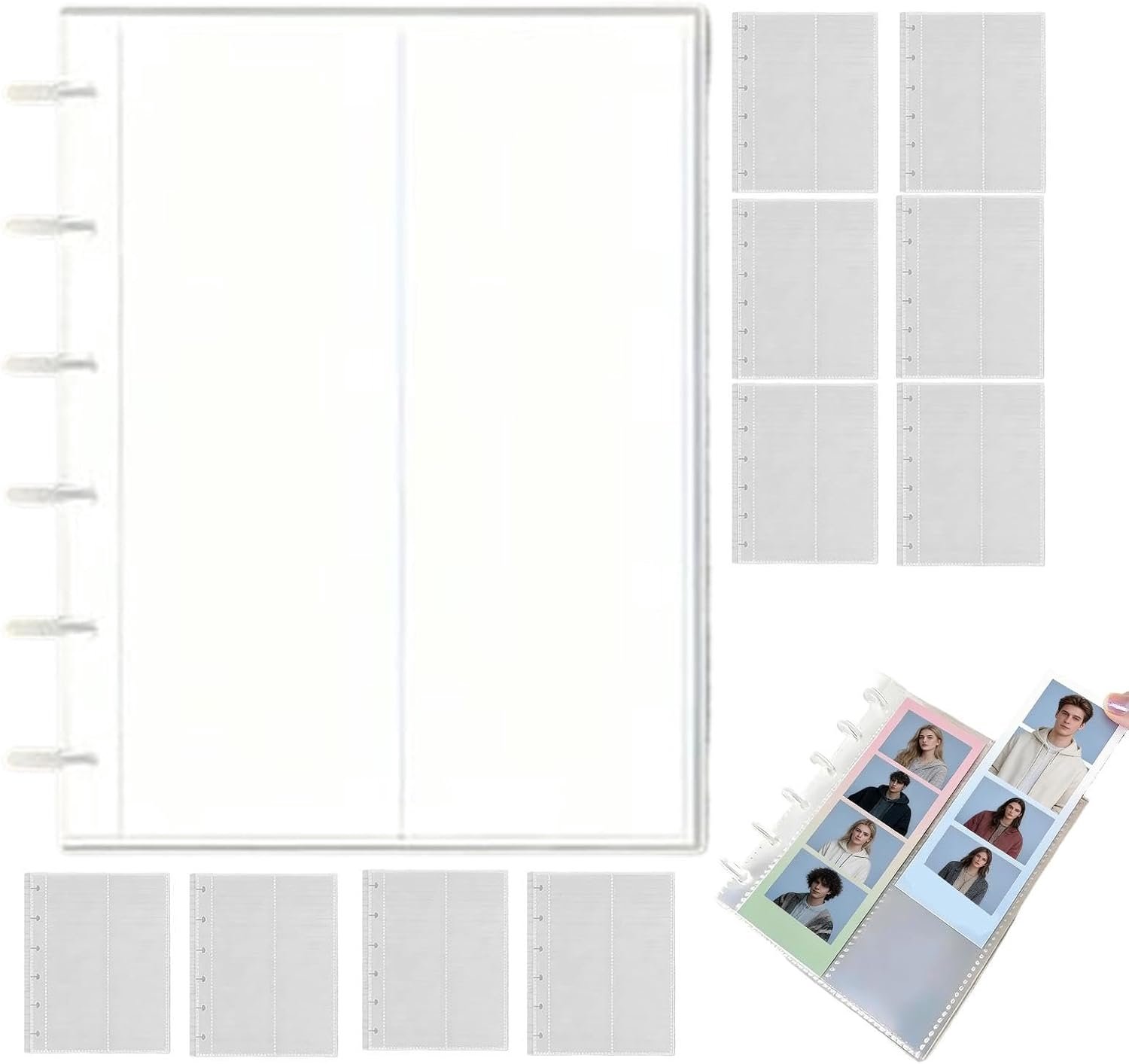 Fotoalbum met bladeren, transparante bescherming, herinneringsboek, fotoalbum, voor bruiloft, verjaardag, paar, kinderen, volwassenen, bescherming, organisatie