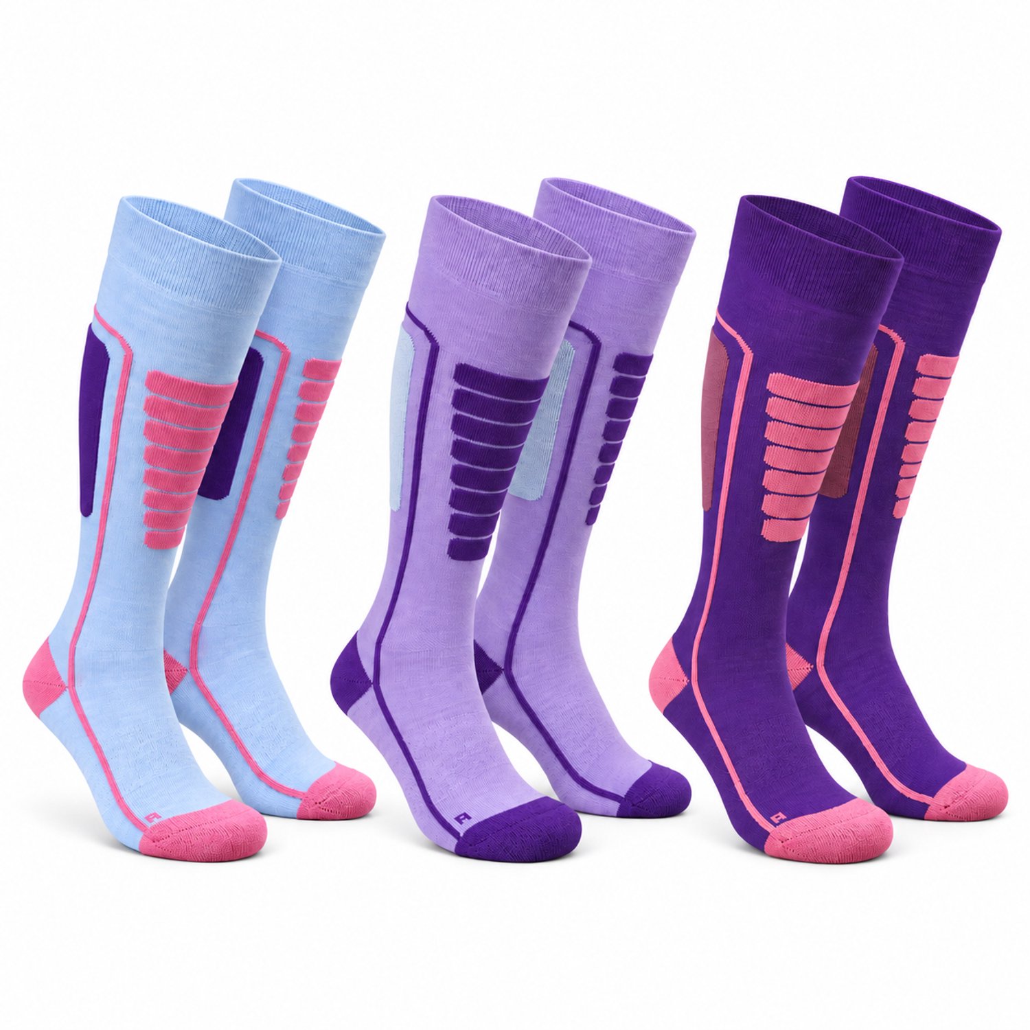 Norfolk Skisokken 3 Paar Merino Wol Skisokken Schokabsorptie Naadloos Zacht Warm en Droog /Rose/L. – Courchevel 3 Pack Blauw