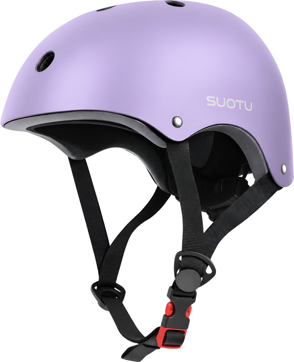 Suotu Kinderhelm - Verstelbare Fietshelm & Skatehelm - Voor Fietsen, Steppen, Skateboarden & BMX - Maat S - Paars