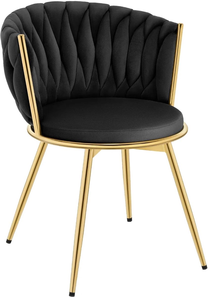 Klarven Eetkamerstoel Fluweel Zwart - Eetkamerstoelen - Eetkamerstoelen Set van 2 - Eetkamerstoelen Draaibaar - Dining Chair - 360 Graden Draaibaar - Zacht Gestoffeerd - Belastbaar tot 150 kg - B59,5xd60,5xh78cm