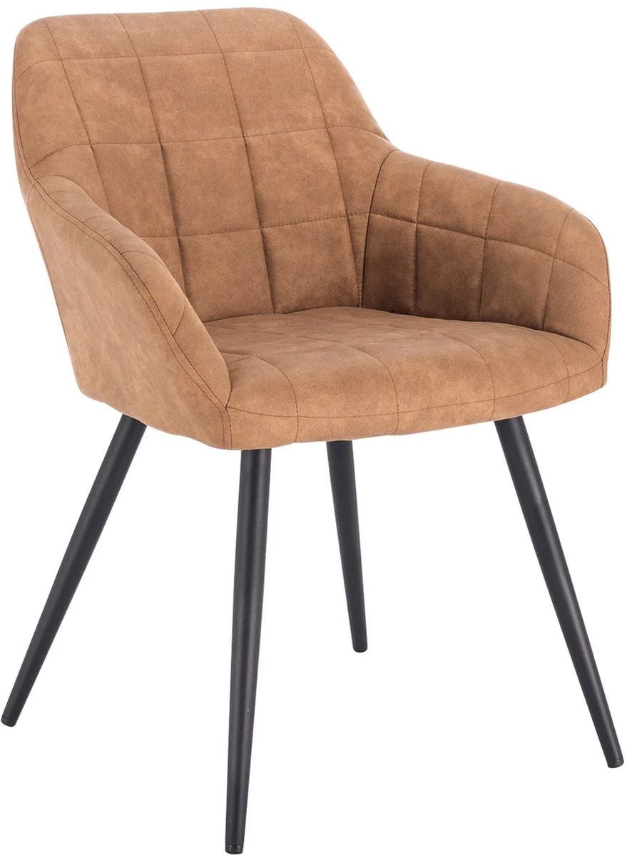 Klarven Eetkamerstoel Stof bruin - Dining Chair - Metalen frame, Stevig gestoffeerd - Ergonomisch zitcomfort, Eenvoudig te monteren