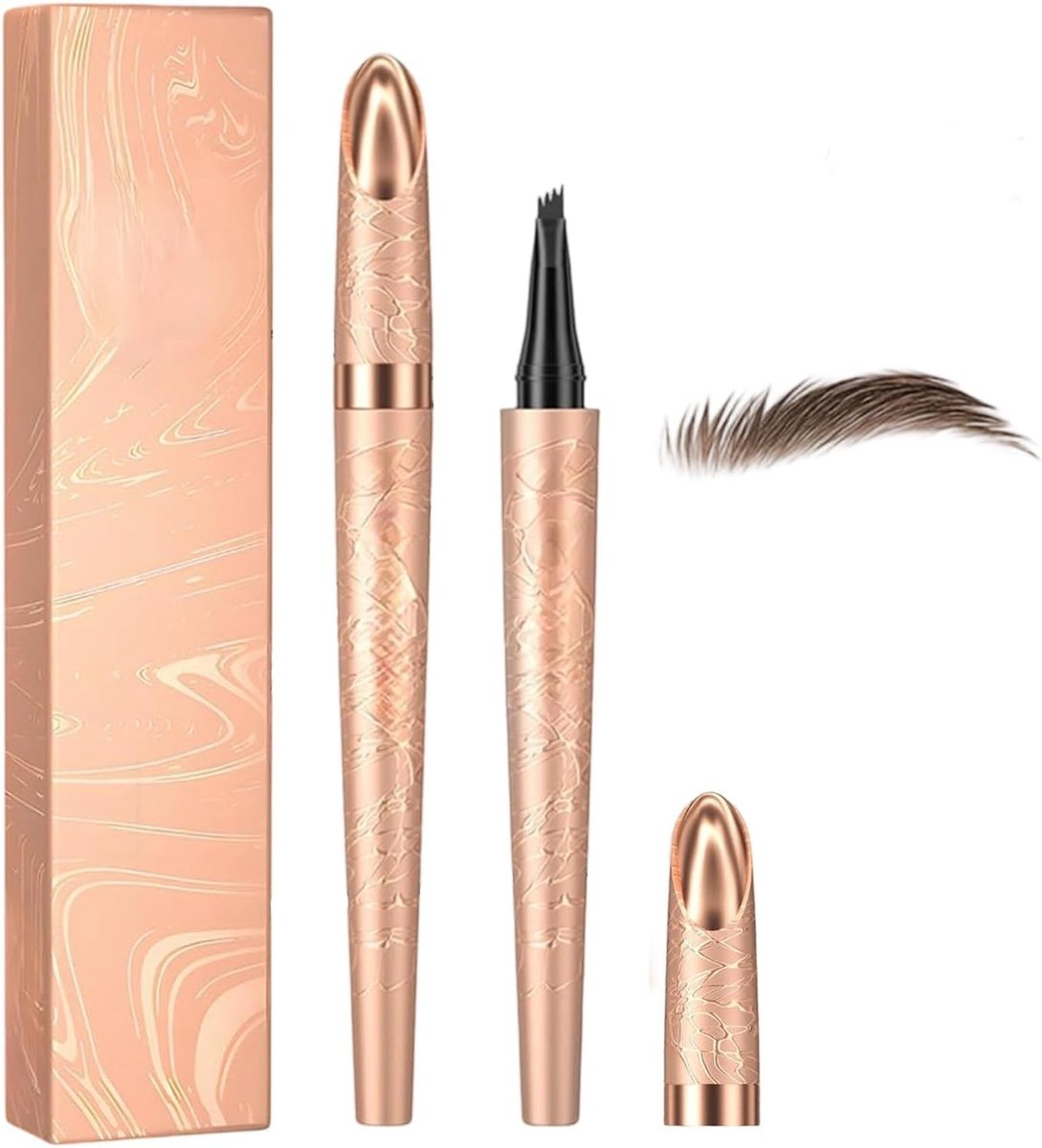 Waterproof Eyebrow Pen Set van 2 voor Natuurlijke Wenkbrauwen - Donkerbruin, Precisiepunt en Langdurige Formule