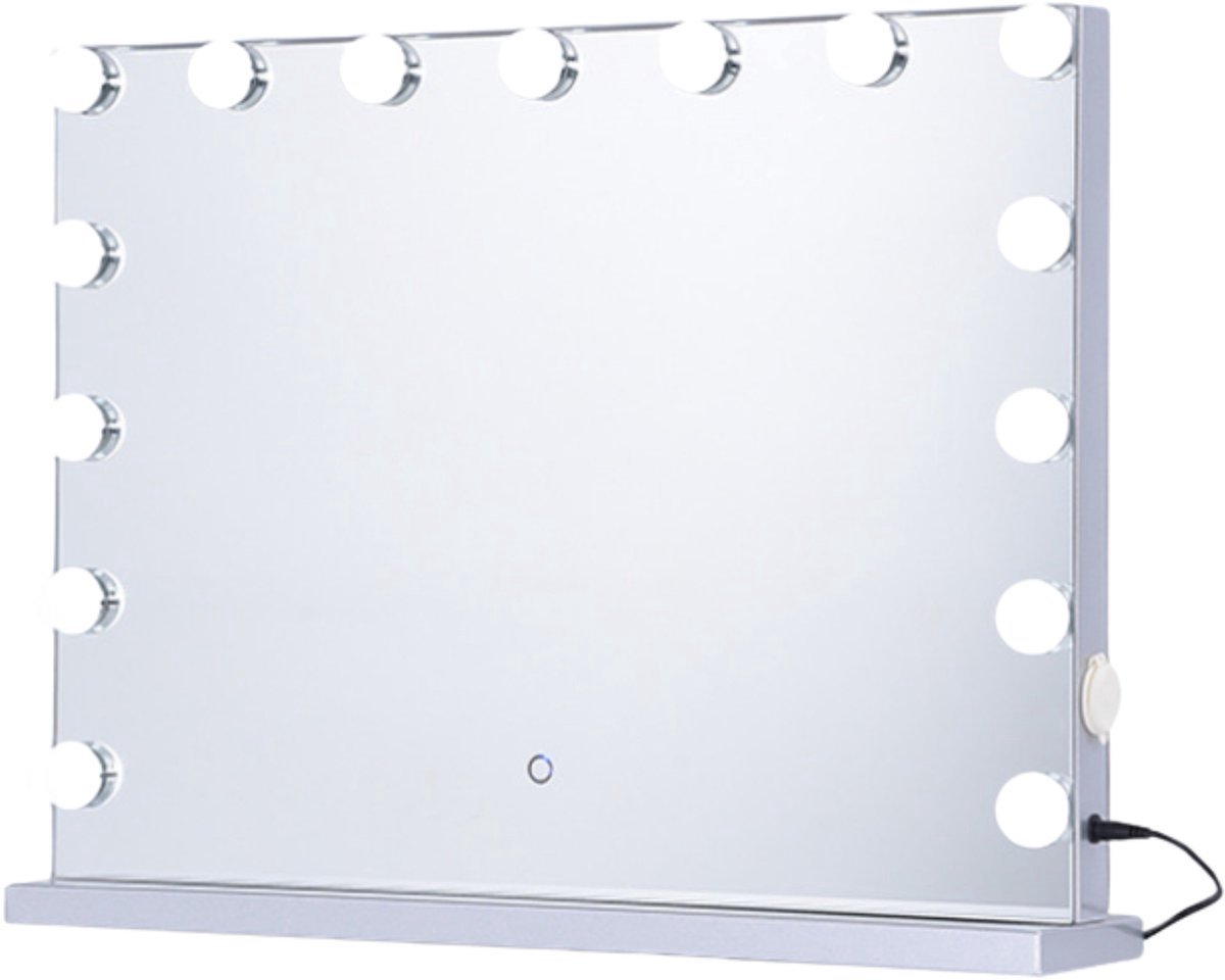 Jeemsie Hollywood Spiegel met Verlichting – Make Up Spiegel 58×48 cm – 3 Lichtstanden – Dimbaar – Smart Touch – Tafel & Wandmontage – Wit