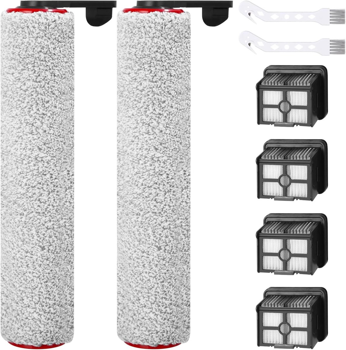 Accessoires voor nat- en droogzuiger, vervangende onderdelen, zelfreinigende borstel, 2 borstels + 4 filters, onderhoudsset voor optimale prestaties