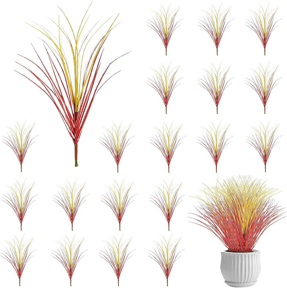 Set van 20 Kunstgras Planten voor Buiten - 40 cm Natuurlijke Uiterlijk Decoratie voor Tuin en Balkon