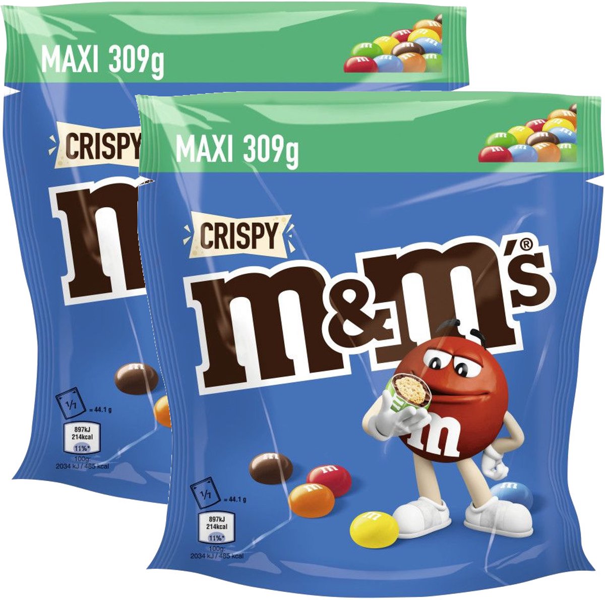 M&M Crispy Maxi - Multipack - Melk Chocolade Snoepjes - 618g (2x309g)