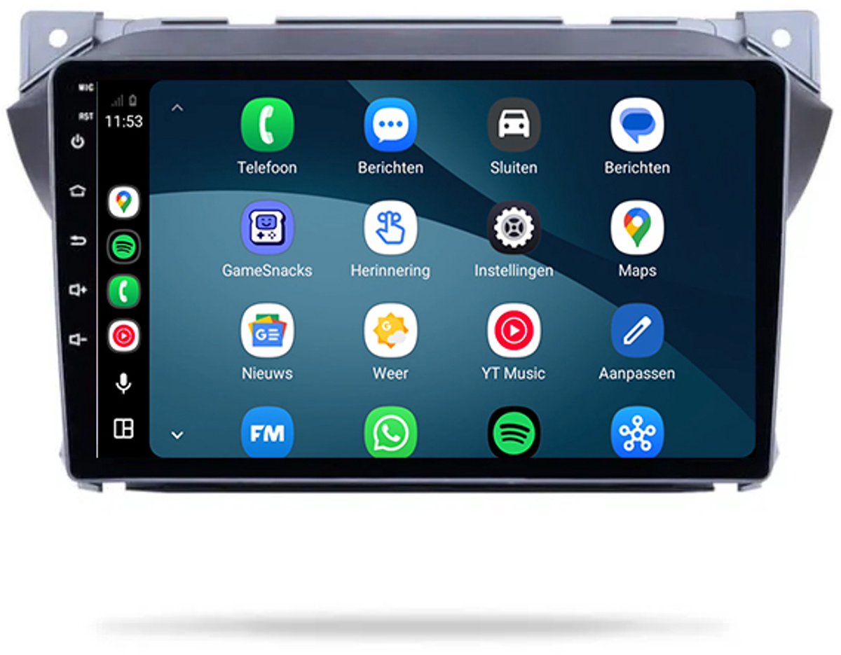 CarPlay autoradio geschikt voor Suzuki Alto | 2008 t/m 2016 | Cartronix CTX-7053 | 2008 2009 2010 2011 2012 2013 2014 2015 2016 | 9 inch | Android 15 | Draadloos Apple CarPlay & Android Auto | 2GB + 32GB | Bluetooth & Wifi