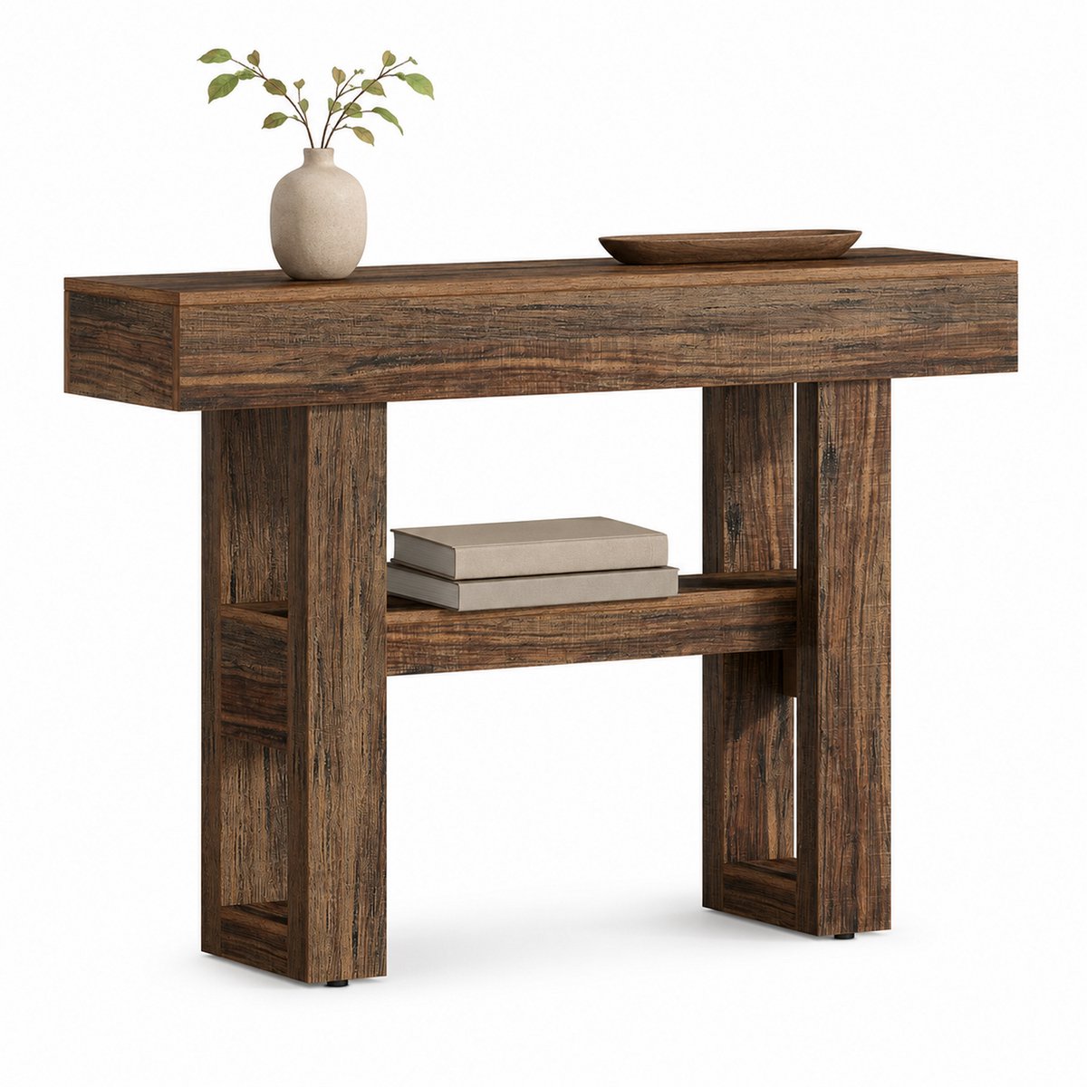 DMG Supply Consoletafel - 2 Niveaus - 105 x 30 x 80 cm - Donkerbruin - Plaatmateriaal
