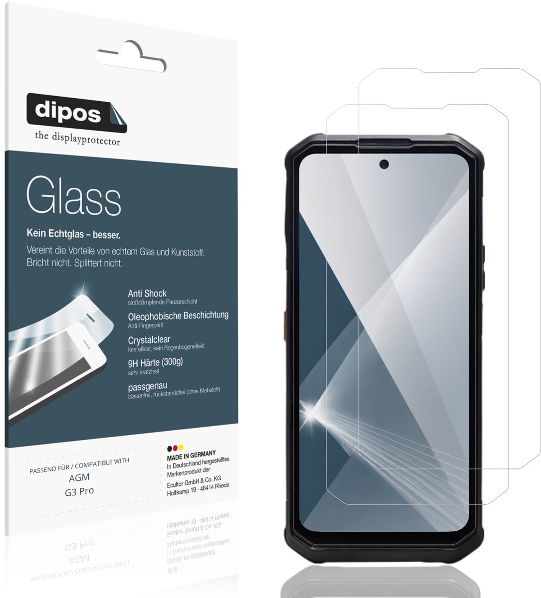 dipos – 2x Pantserfolie geschikt voor AGM G3 Pro | 9H Screenprotector