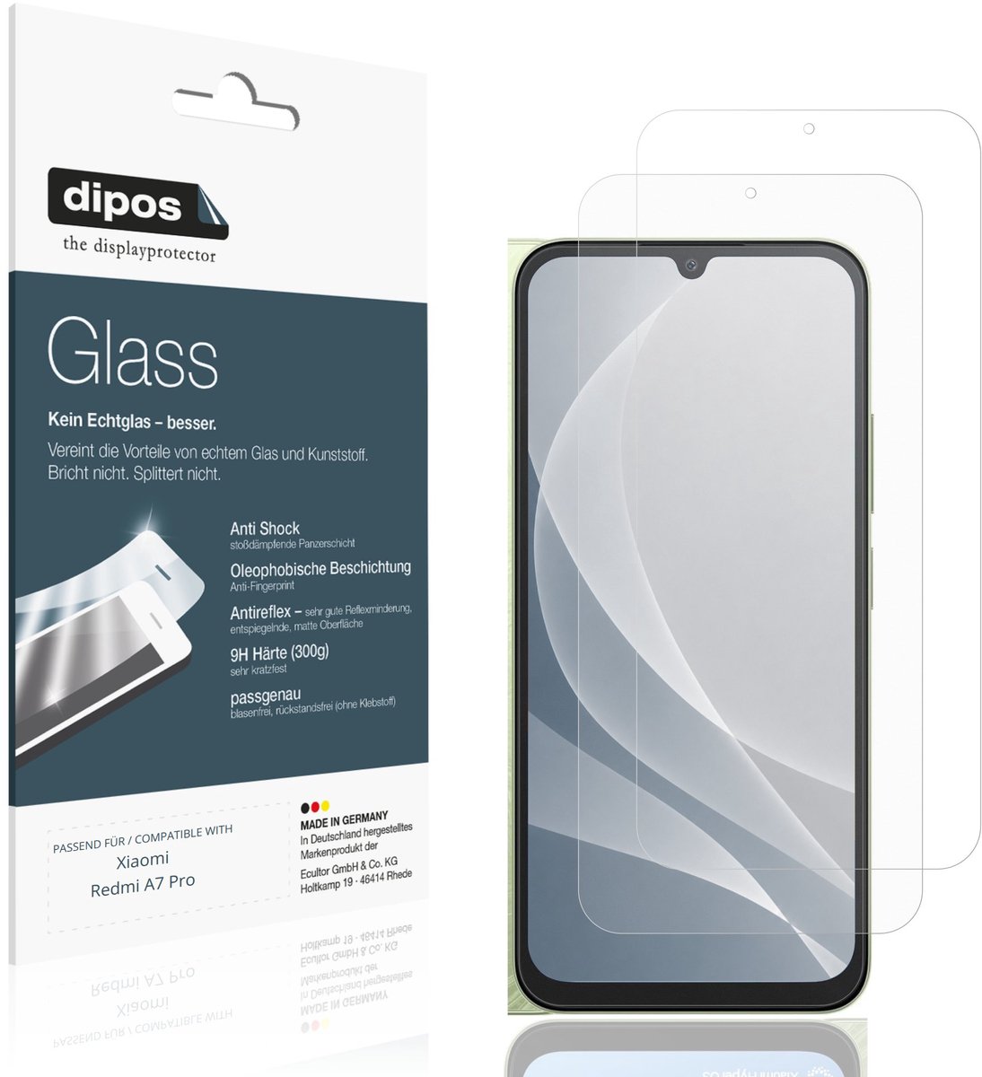 dipos – 2x Matte Pantserfolie geschikt voor Xiaomi Redmi A7 Pro | 9H Screenprotector