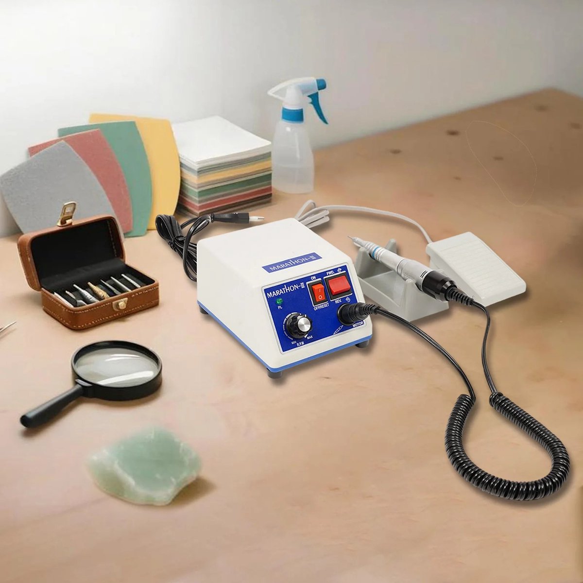 Elektrische Micromotor Polijstmachine - 35000 RPM Snelheid - Tafelblad Model - Kunststof En RVS - Voor Sieraden En Laboratorium - Micro Motor