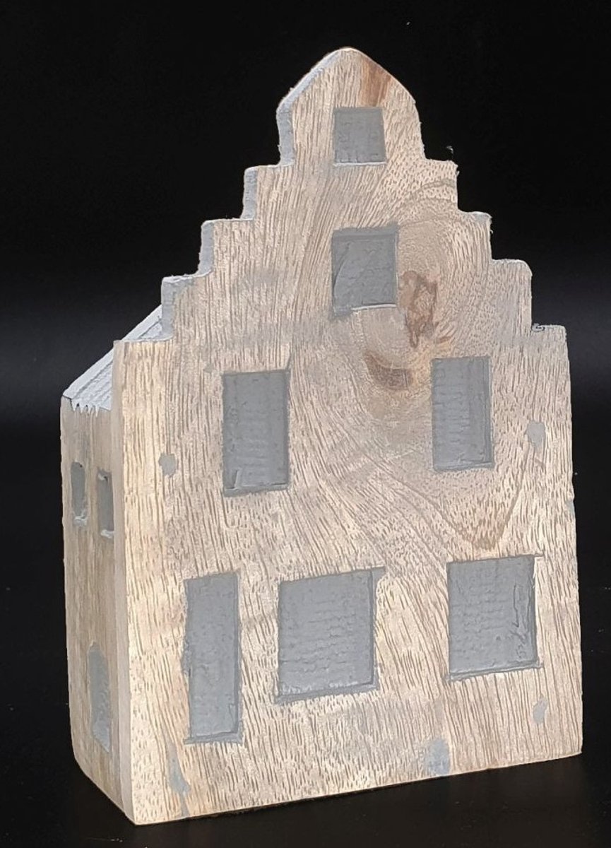 Huisje L 13x8.5cm natural/grijs