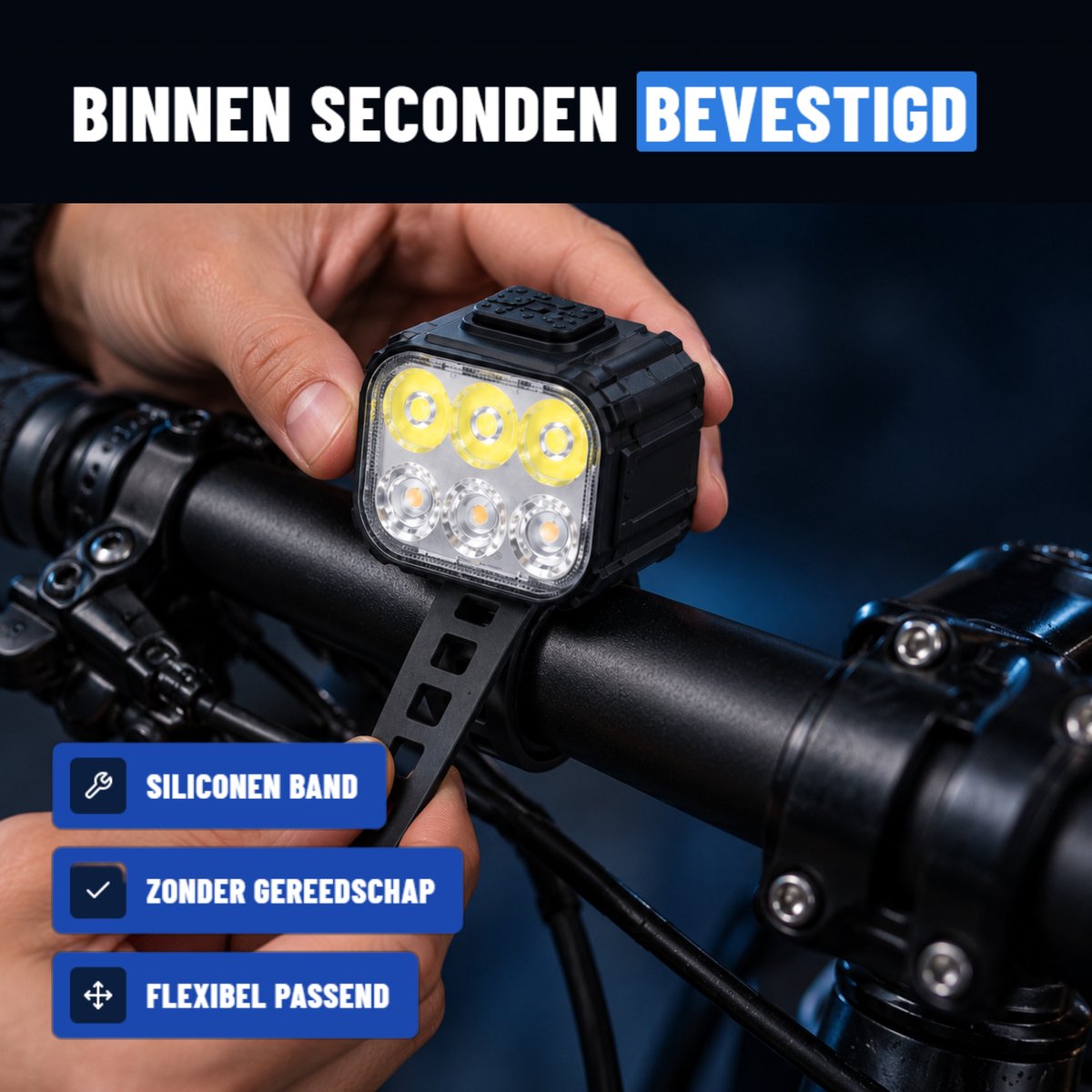 Disciplined SE Fietslampjes LED DRIVE - Fietslamp Set Voorlicht & Achterlicht - Fietsverlichting USB-C Oplaadbaar - IP65 Waterdicht thumbnail 5