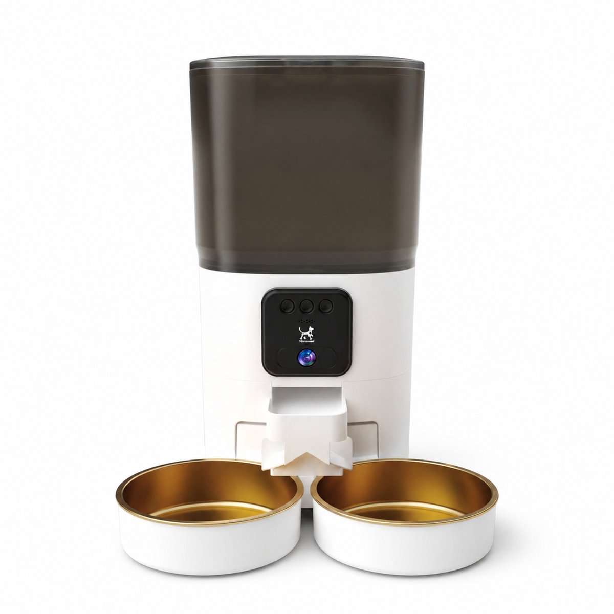 Viervoeter Feed Pro Dual - Automatische Voerbak 7L - HD camera & Audio - Kat en Hond - Voerautomaat met App - Wit
