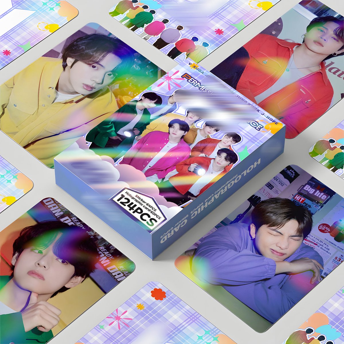 KPOP 124pcs/box BTS Permission to Dance Holographic Photocard [Fotokaarten]