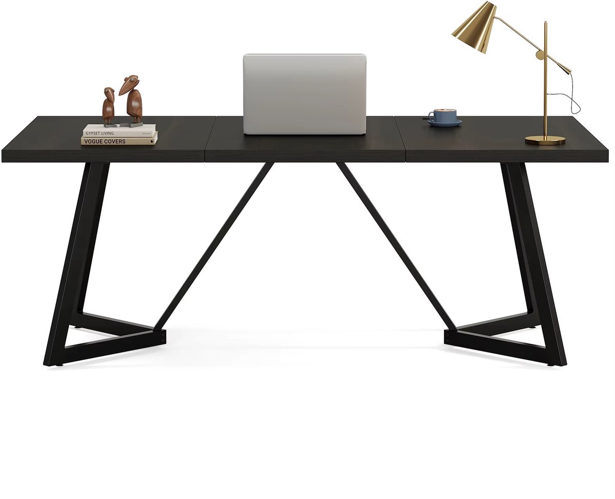 Mura Bureau - Desk - Bureautafel - Werktafel - Computerbureau - Computertafel - XL 180cm Werkblad - 2 Persoons Werkplek - Zwart