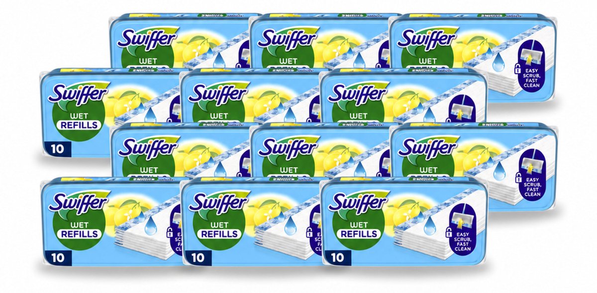 12 x Swiffer - Vloerdoekjes – Citrus Fresh – 10 doekjes - Voordeelverpakking - 12 stuks