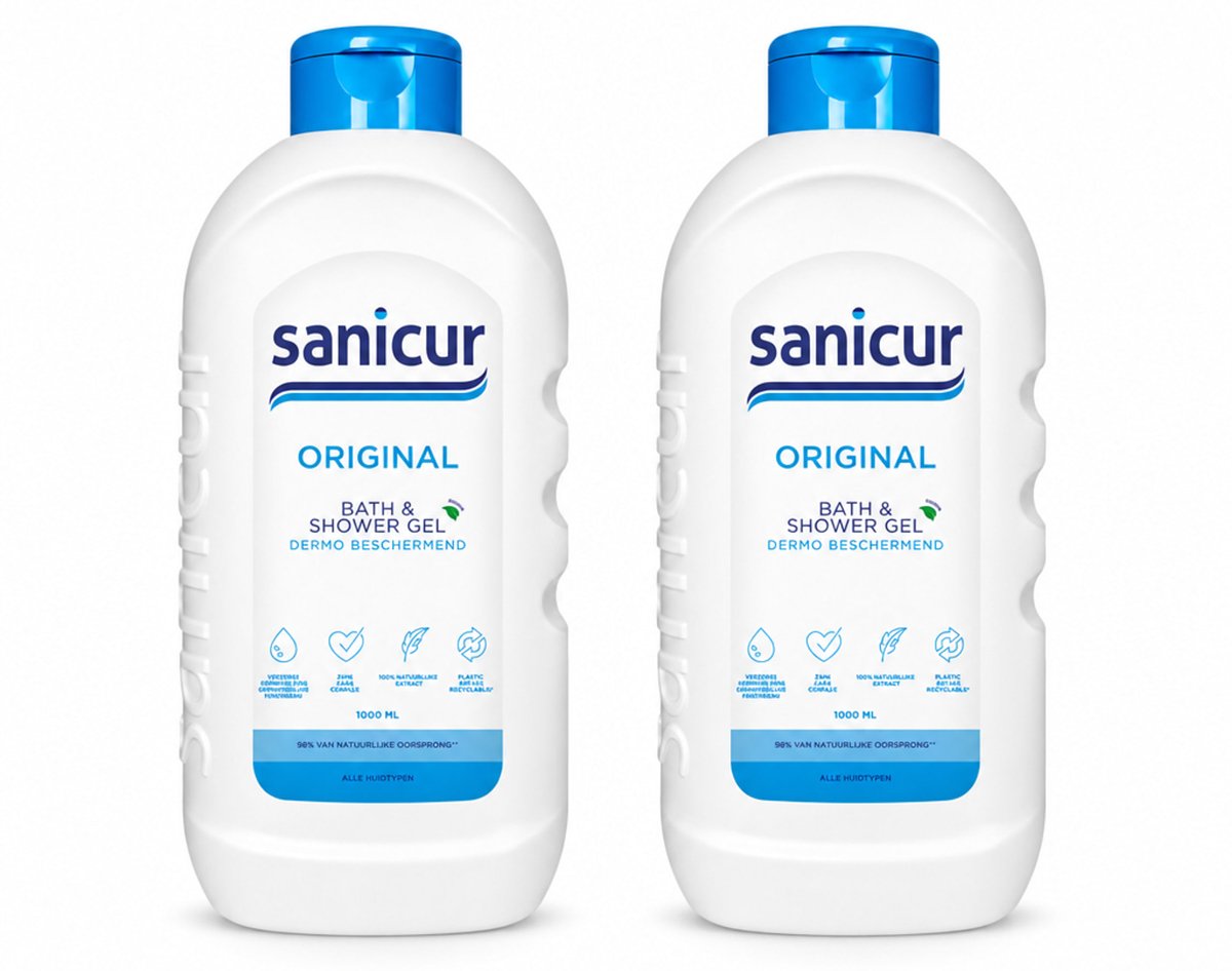 2 x Sanicur – Bad & Douchegel – Original – 1000 ml - Voordeelverpakking - 2 stuks