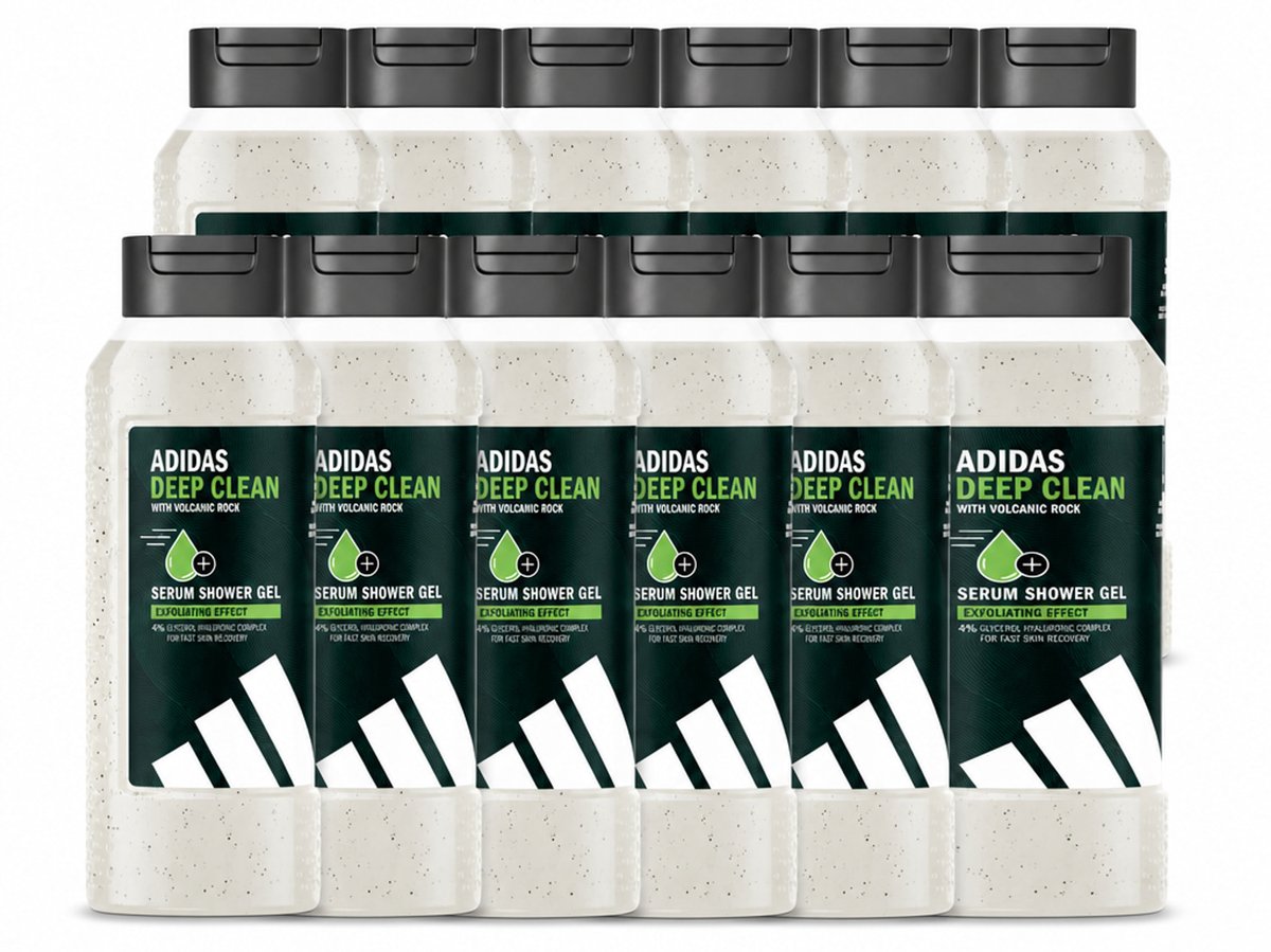 12 x Adidas – Douchegel – Active Skin & Mind Deep Clean – 250 ml - Voordeelverpakking - 12 stuks
