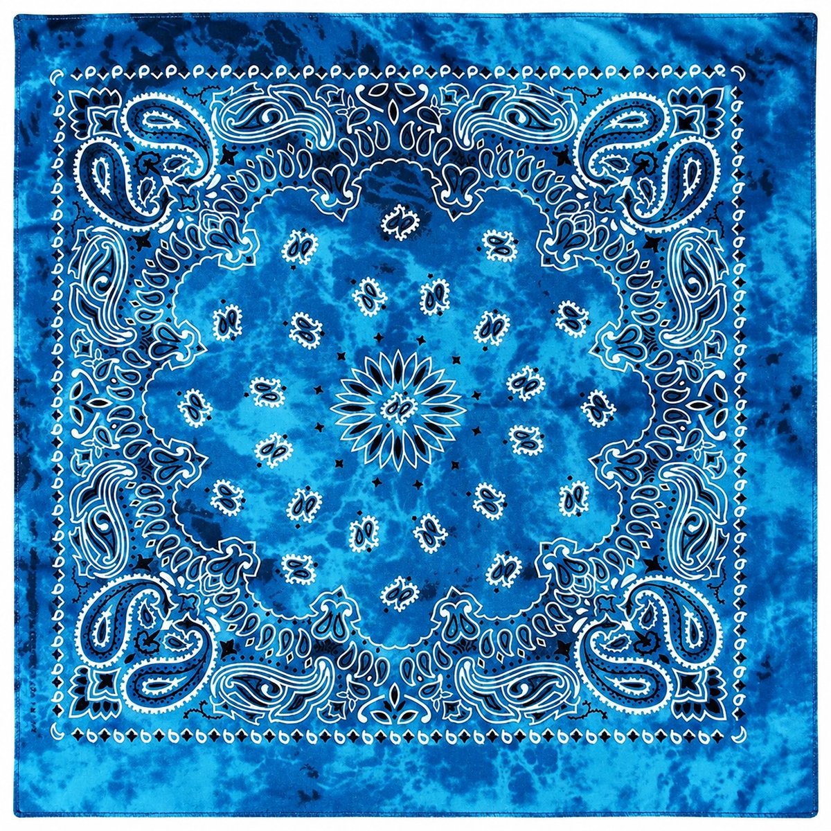 Haarsoires Bandana Zakdoek 55x55cm - Tie-Dye - Paisleyprint - Blauw - Multifunctioneel Accessoire voor Haar, Festivals en Mode - One Size & Unisex