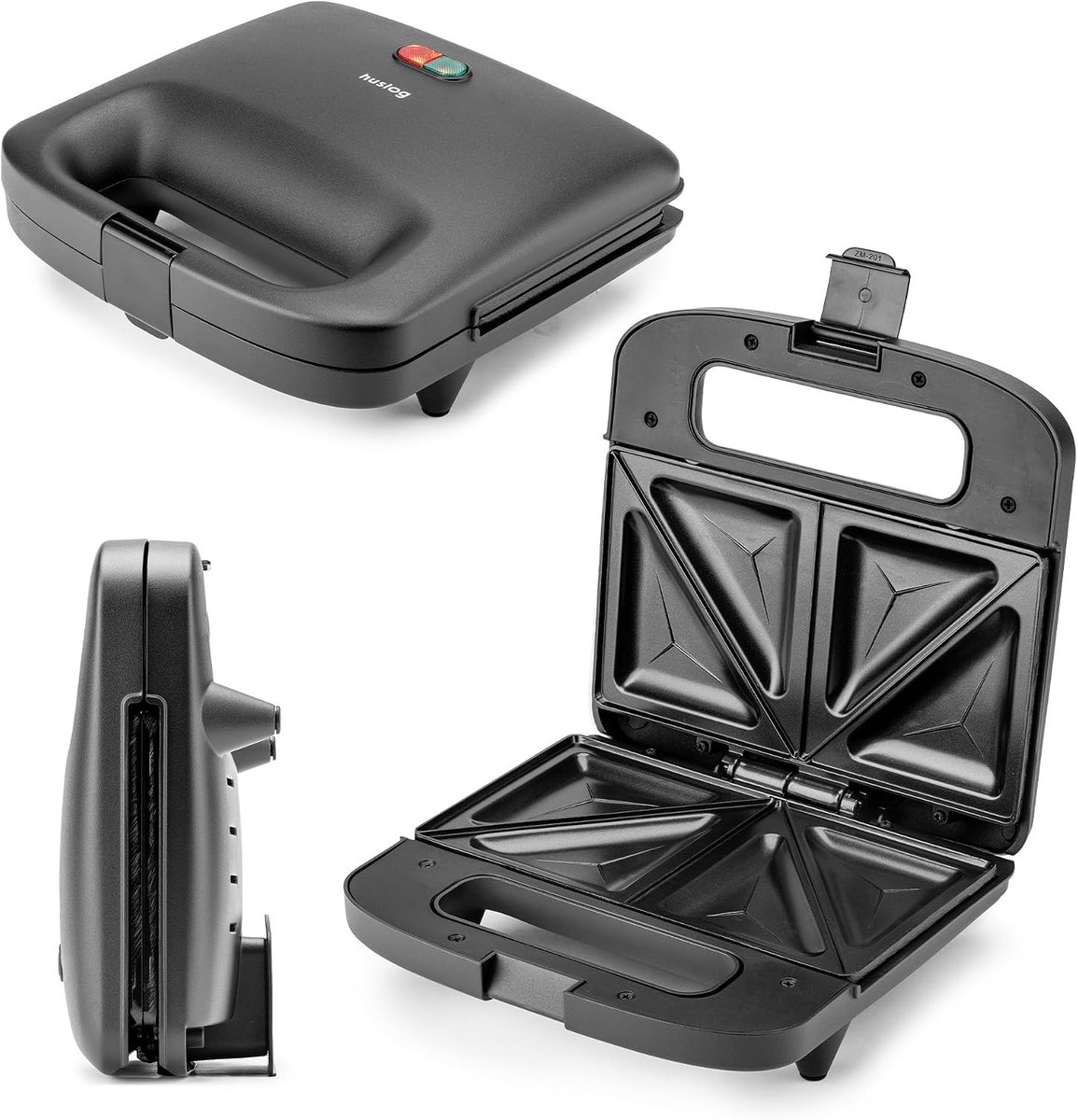 Broodrooster - Zwart - Sandwichmaker met Antiaanbaklaag - 1000 W