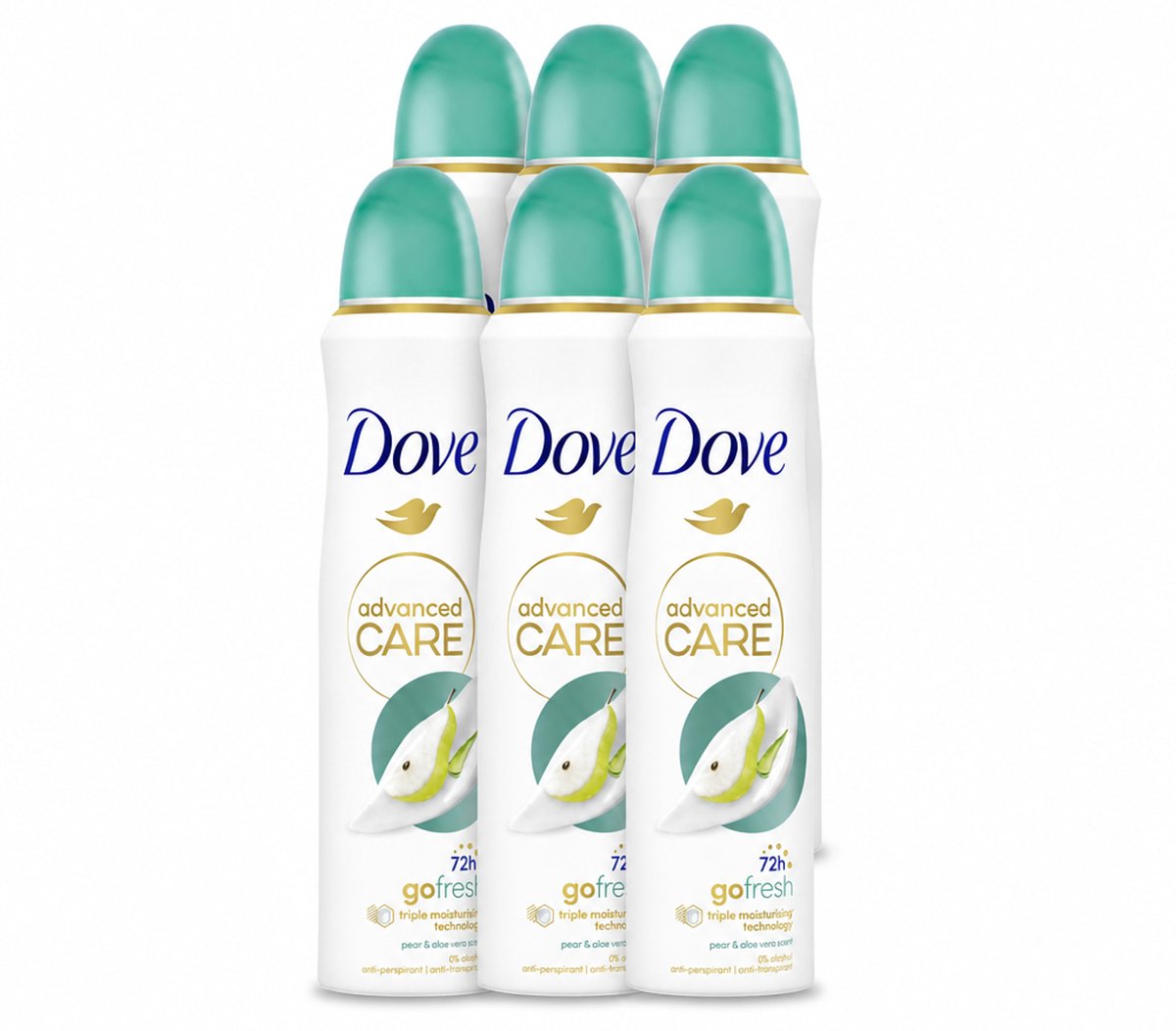 6 x Dove – Deodorant Spray – Peer & Aloe Vera – 150 ml - Voordeelverpakking - 6 stuks