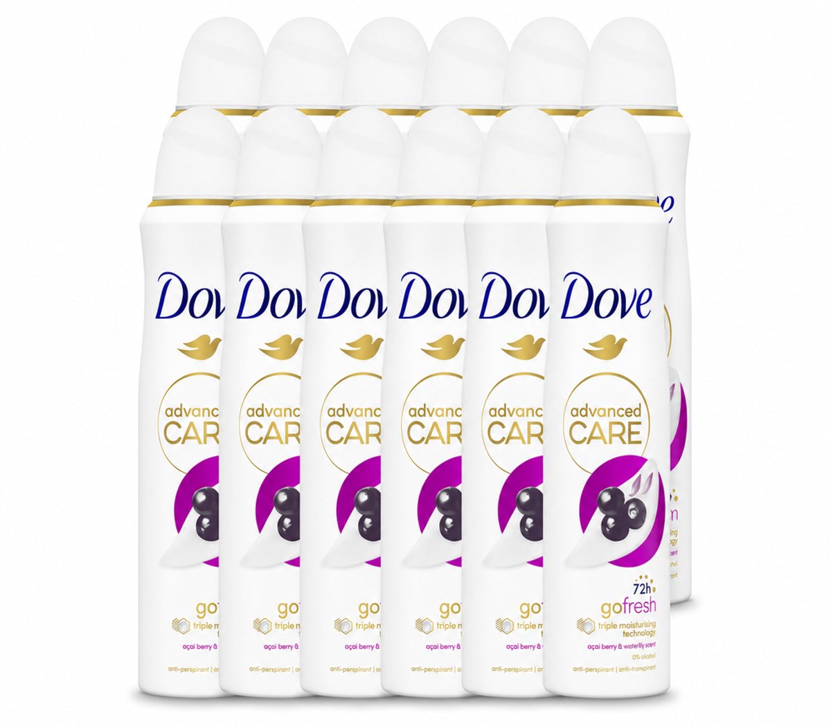 12 x Dove – Deodorant Spray – Acai Berry & Waterlily – 150 ml - Voordeelverpakking - 12 stuks