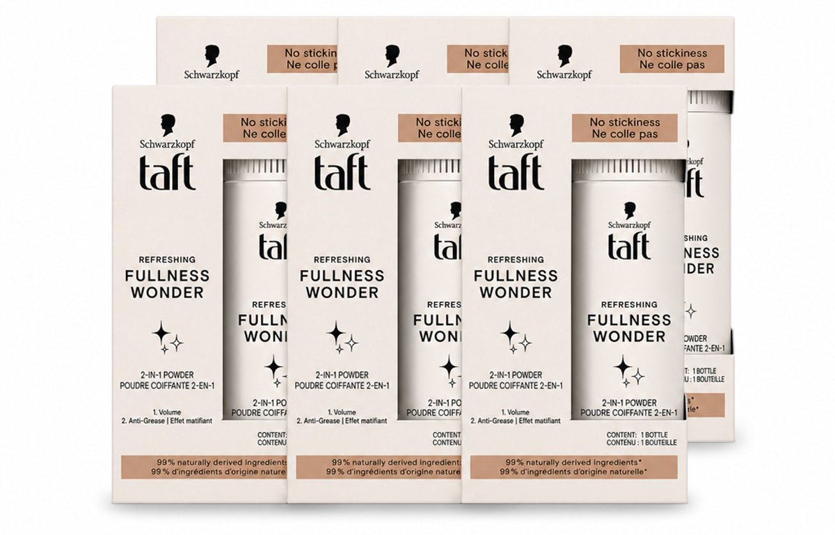 6 x Taft - Refreshing Fullness Wonder - Volumepoeder - Volume & Anti-Grease - 10 gr - Voordeelverpakking - 6 stuks