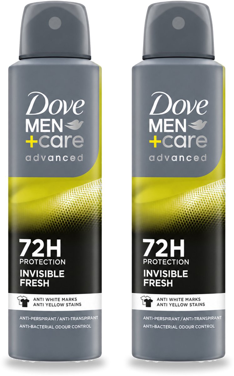2 x Dove Men+Care Deodorant Spray - Invisible Fresh - 150 ml - Bulkverpakking - 2 stuks