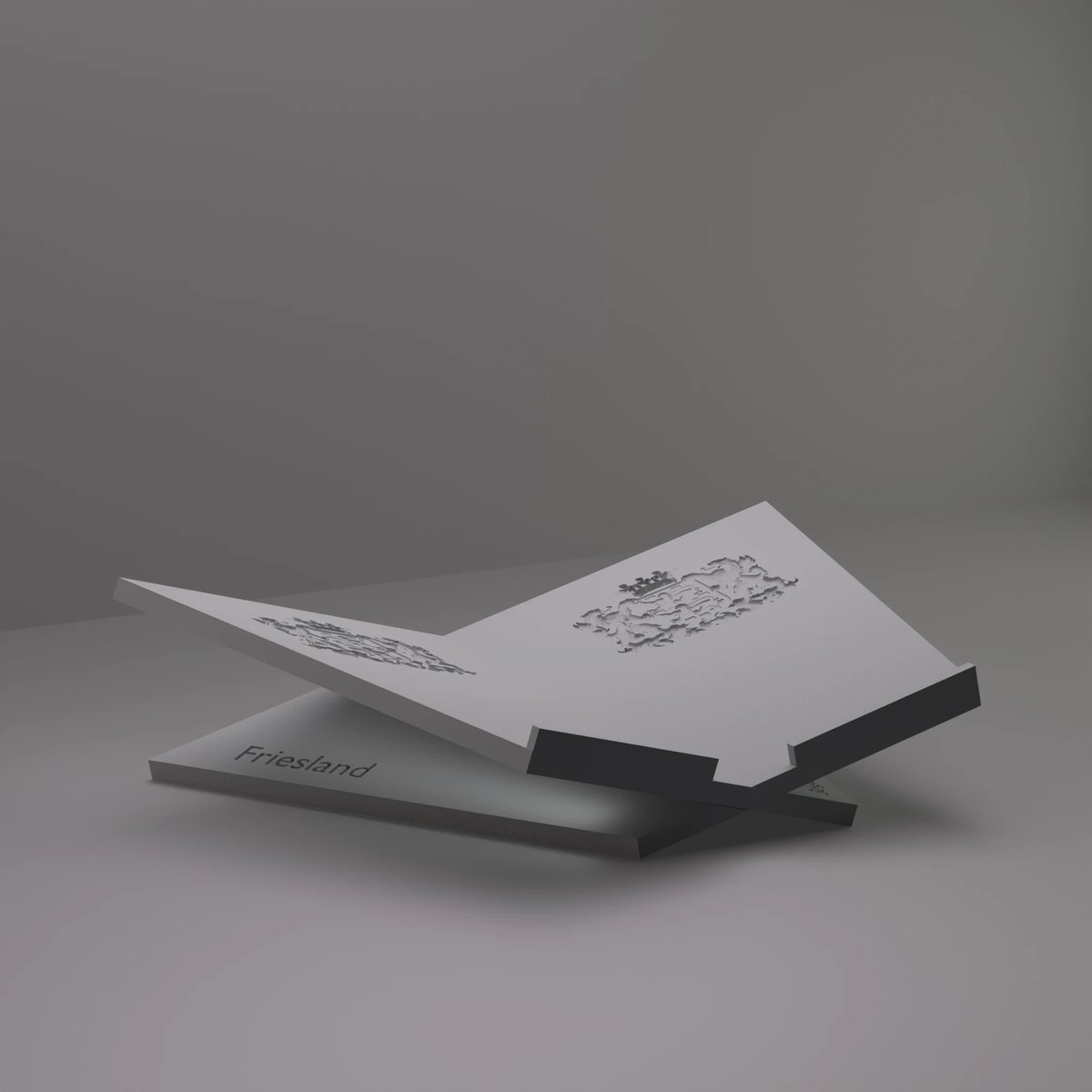 3d-gezellig Grote Boekenstandaard Friesland - Boekensteun - Boekenhouder - Book Holder - 46*31*12 cm - Grijs - 100% gerecycled PLA (bioplastic)