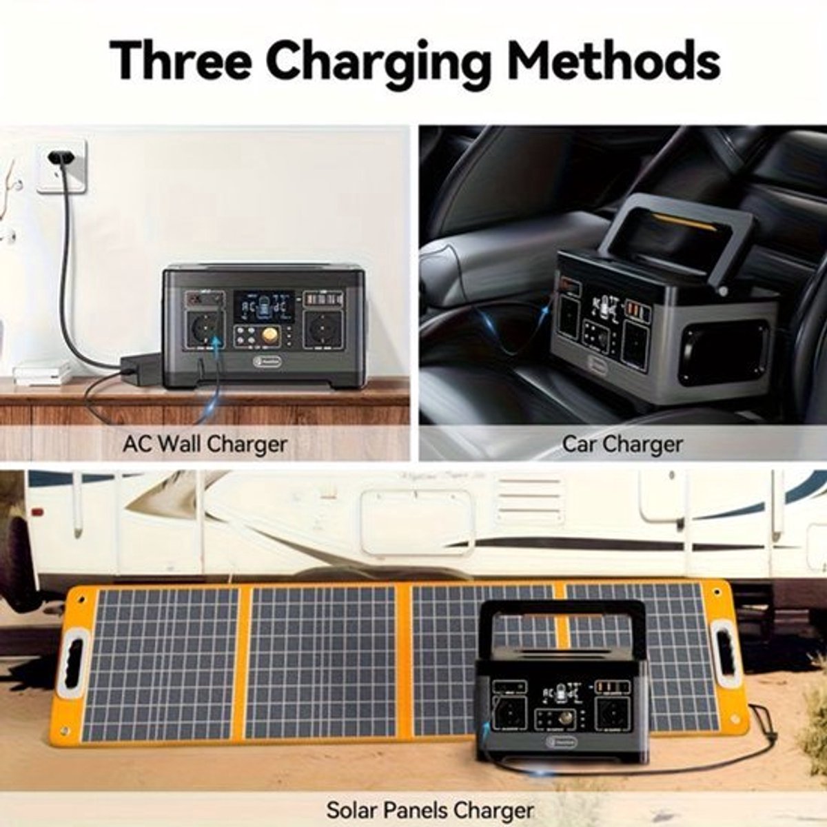 Draagbare Generator – Powerstation – Noodstroomvoorziening – Camping Accu – Mobiele Energiebron – 520Wh Capaciteit – Pure Sinusgolf Output – 500W Continu Vermogen
