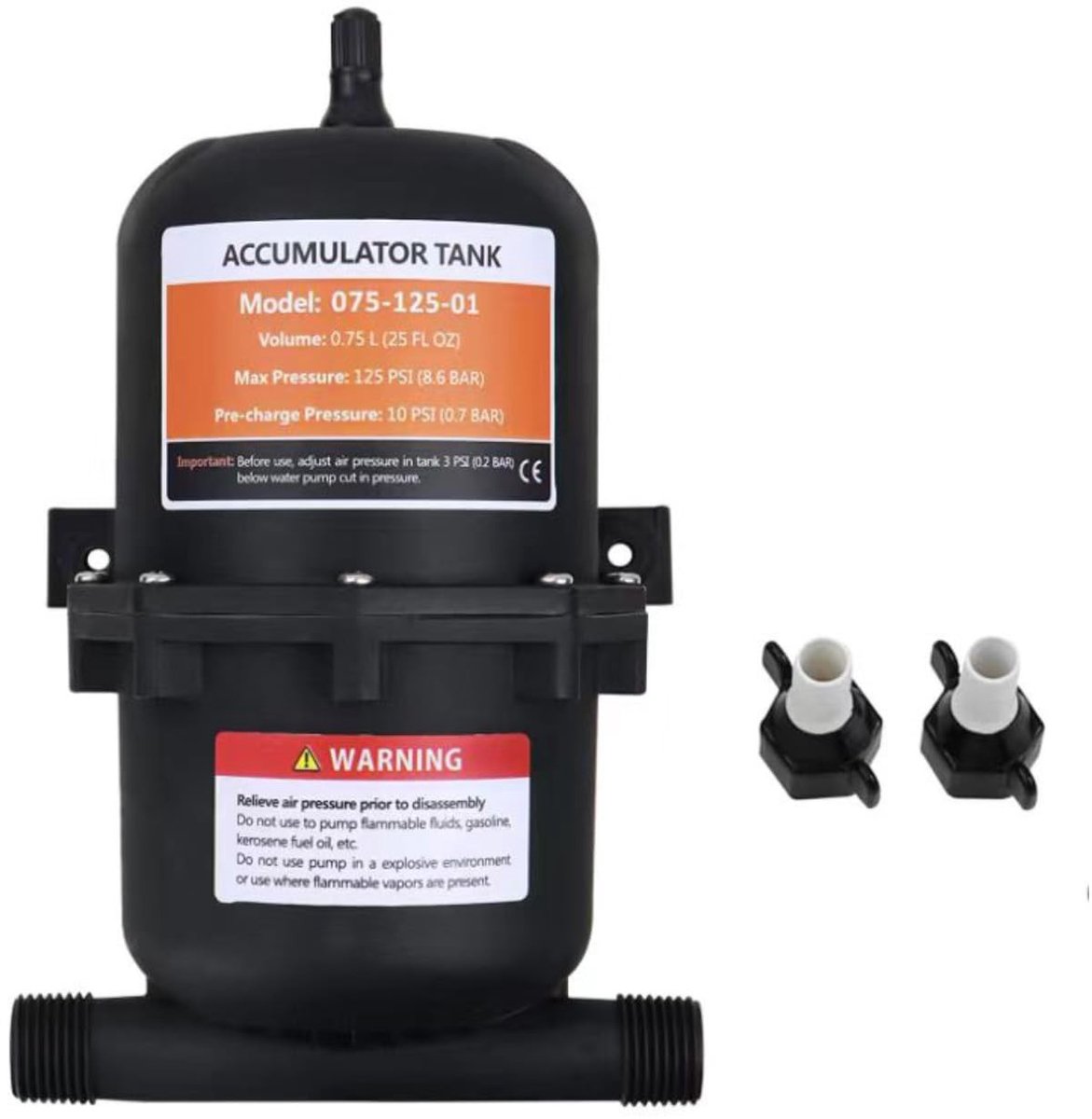 Elzusha - Accumulator tank voor caravan en boot - 0.75L, Zwart