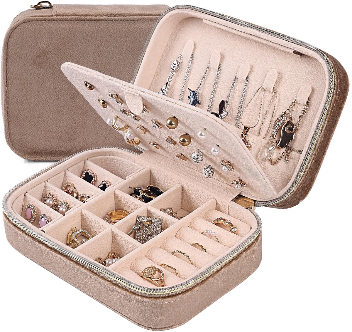 Elzusha - Multifunctionele Velours Sieradenbox voor Reizen